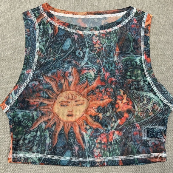 SHEIN Tops - Mesh Sun Sublime Style Crop Top